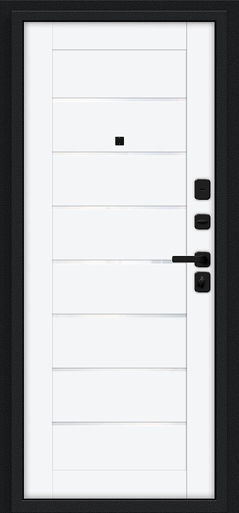 Входная дверь Техно/SBlack Букле черное/White Silk BR6200 внутренняя сторона